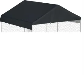 10' x 10' Dog Kennel Cover 600D Heavy Duty Waterproof Replaceable Dog Kennel Top Cover - Black (Top Cover Included Only)