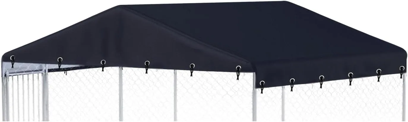 10 x 10 ft Outdoor Dog Kennel Cover Made from 600D Heavy Duty Waterproof Oxford Fabric Outdoor Dog Kennel Replacement Cover BlackWithout cage top Frame