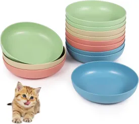 12 Ceramic Cat Bowls, Stress-Free Feeding Plates for Cats, Shallow and Wide Design to Prevent Whisker Fatigue, Dishwasher Safe