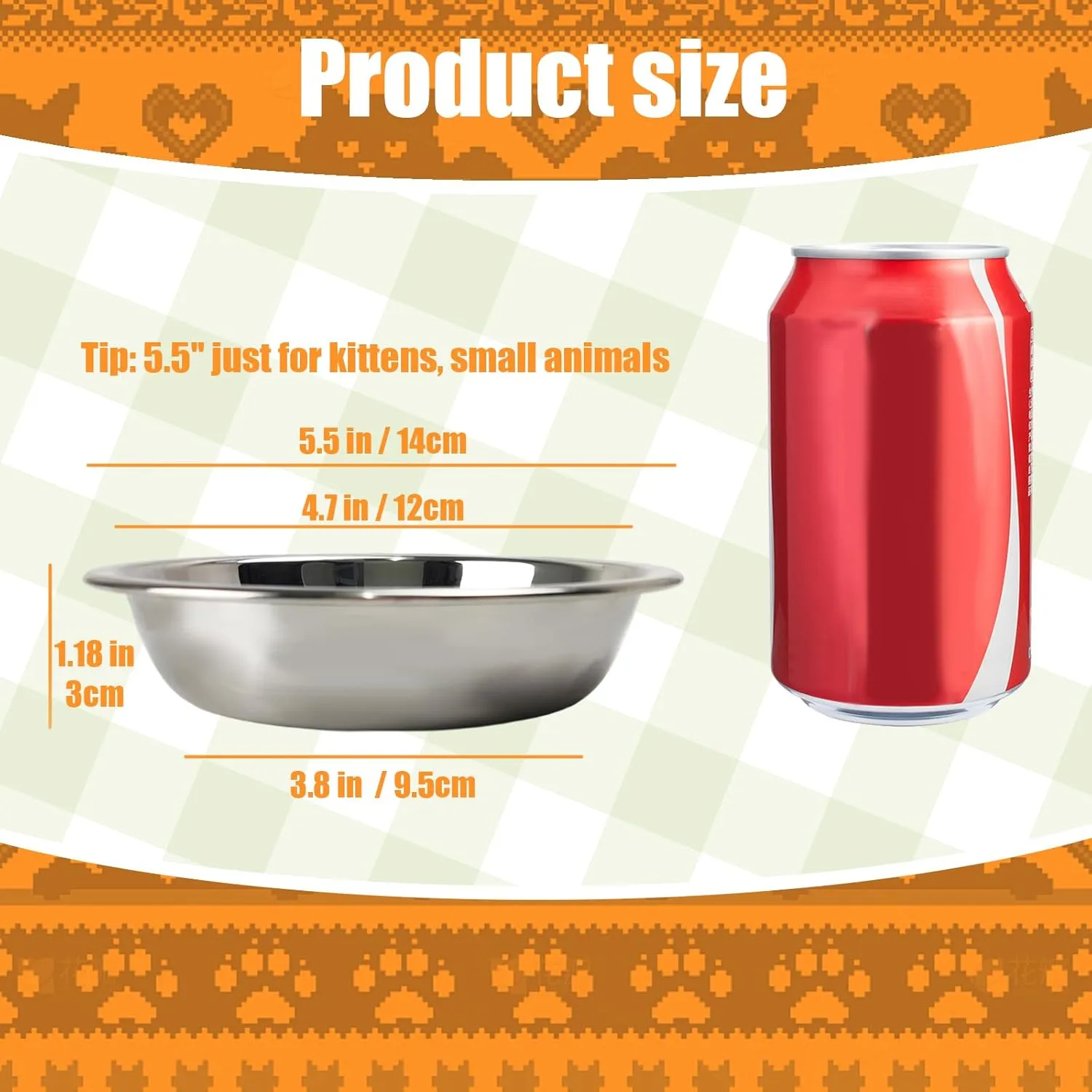 4 Pcs Stainless Steel Cat Bowls,5.5 Inches Metal Cat Bowl, Cat Food Bowls for Indoor Cats, Whisker Fatigue Cat Bowl, Shallow Cat Food Dish, Kitten Food Bowl, Elevated Food Bowls for Cats (5.5 inches)