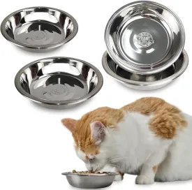 4 Pcs Stainless Steel Cat Bowls,5.5 Inches Metal Cat Bowl, Cat Food Bowls for Indoor Cats, Whisker Fatigue Cat Bowl, Shallow Cat Food Dish, Kitten Food Bowl, Elevated Food Bowls for Cats (5.5 inches)