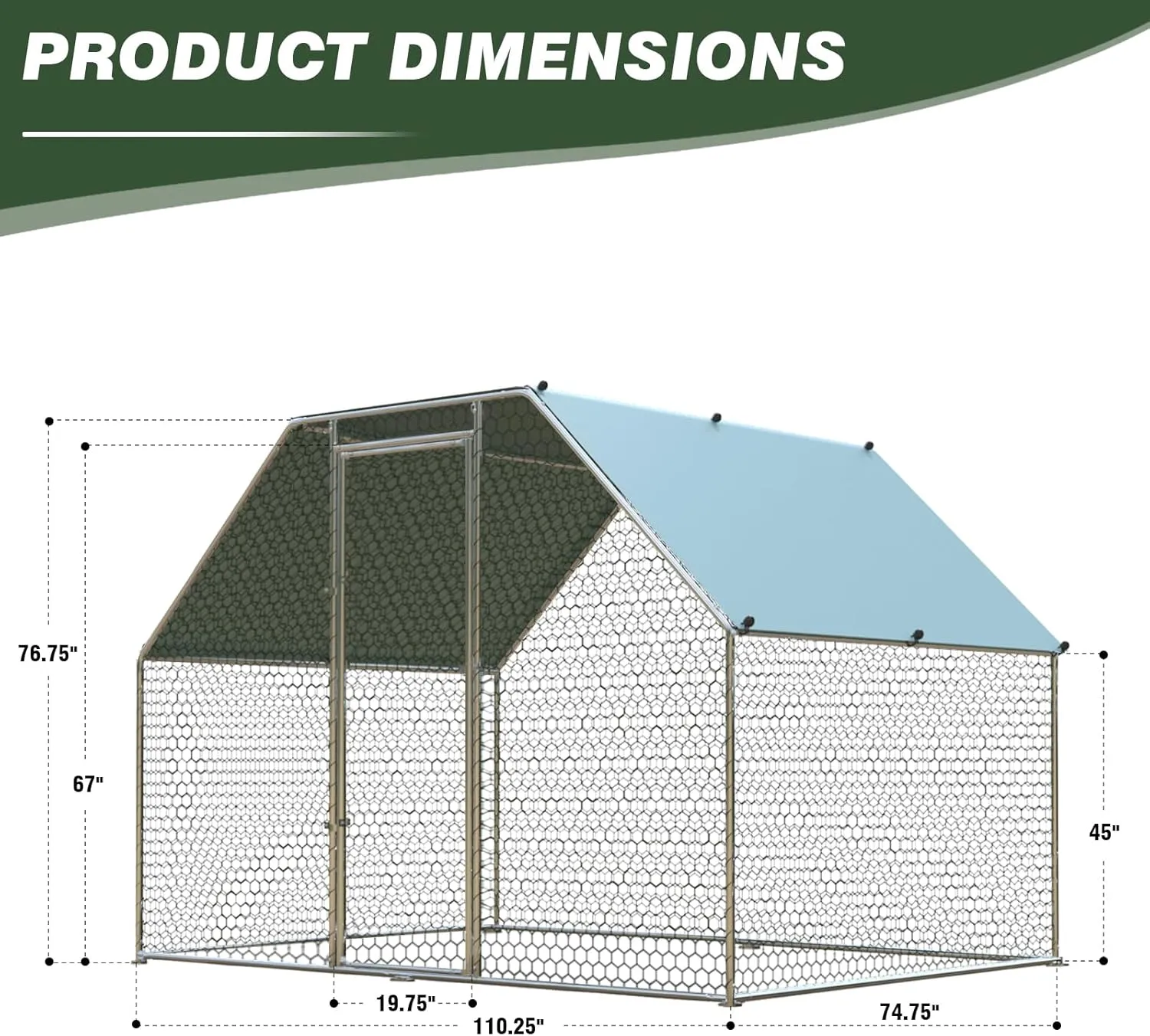 4ever2buy Chicken Runs for Yard with Cover, Large Metal Chicken Run Walk in Metal, Outside Dog Kennel with Roof, Flat Roofed Outdoor Kennel for Cats(9.2Lx6.23Wx6.4H)