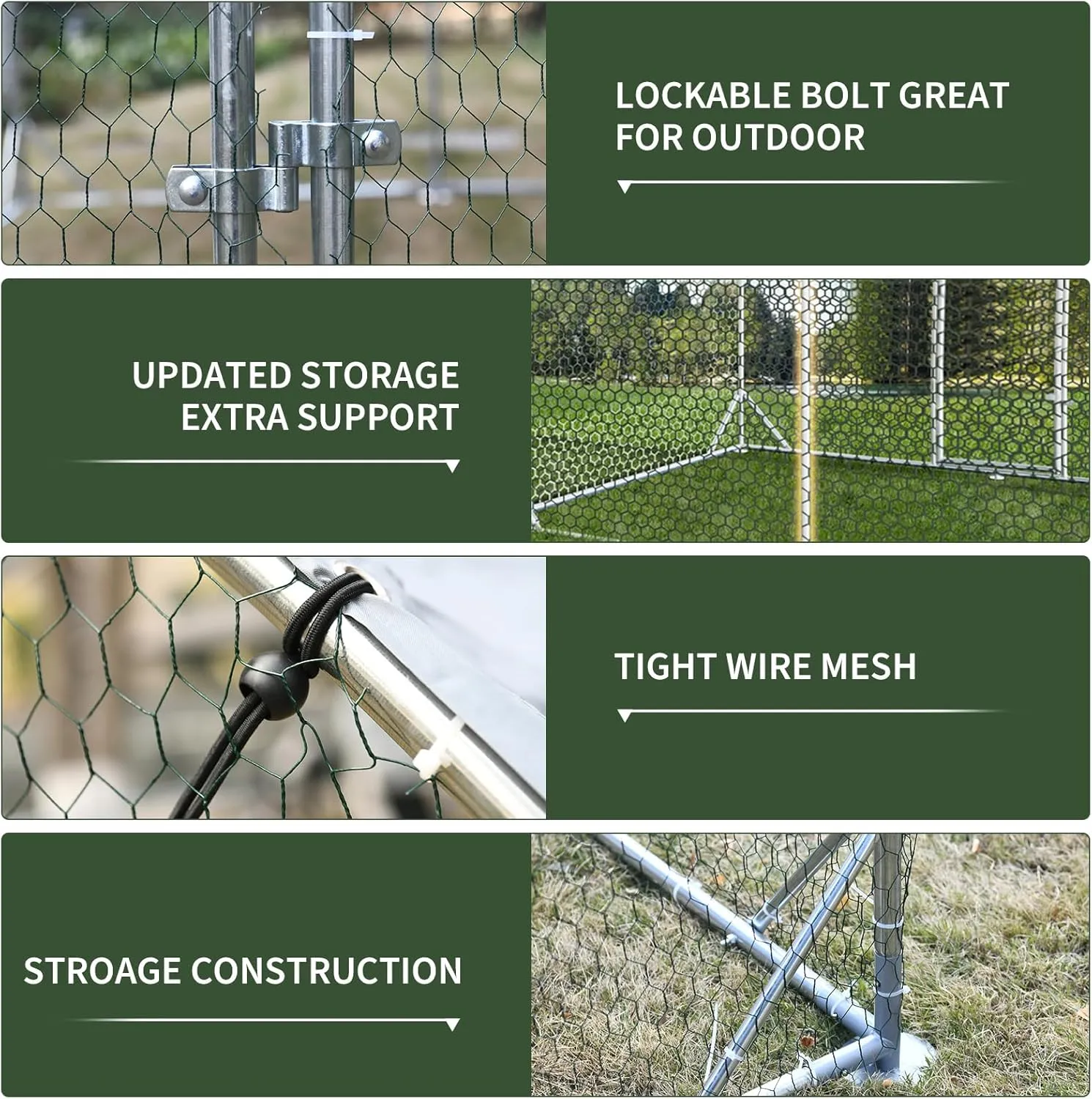 4ever2buy Chicken Runs for Yard with Cover, Large Metal Chicken Run Walk in Metal, Outside Dog Kennel with Roof, Flat Roofed Outdoor Kennel for Cats(9.2Lx6.23Wx6.4H)