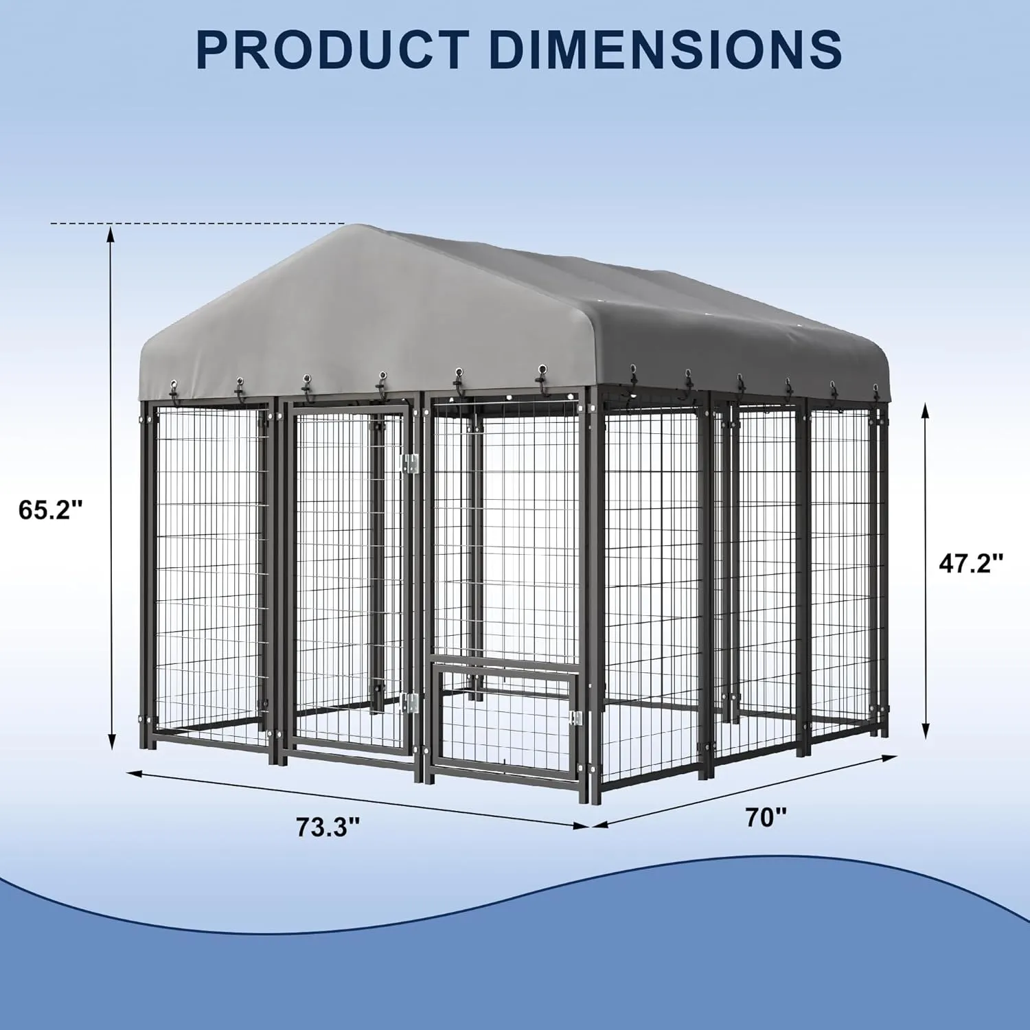 6X6FT Dog Kennel Outside Dog Kennel Outdoor with Feeding, Heavy Duty Outdoor Dog Crate Durable Dog Cage with Roof & Double Lock