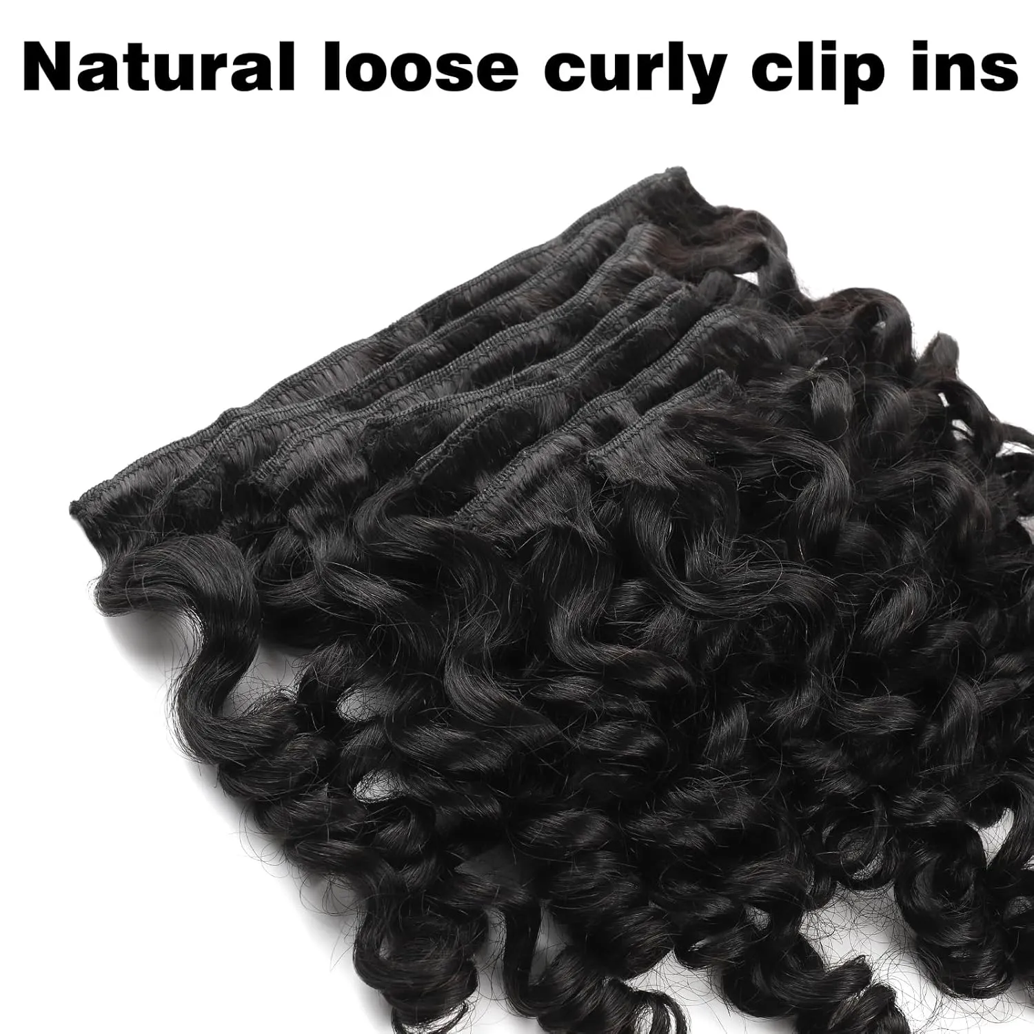 ABH AMAZINGBEAUTY HAIR Natural Loose Curly Clip in Human Hair Extensions Double Weft Natural Loose Curly Hair Extensions Clip ins Natural Black Curly Clips For Black Women 120G 22 Inch