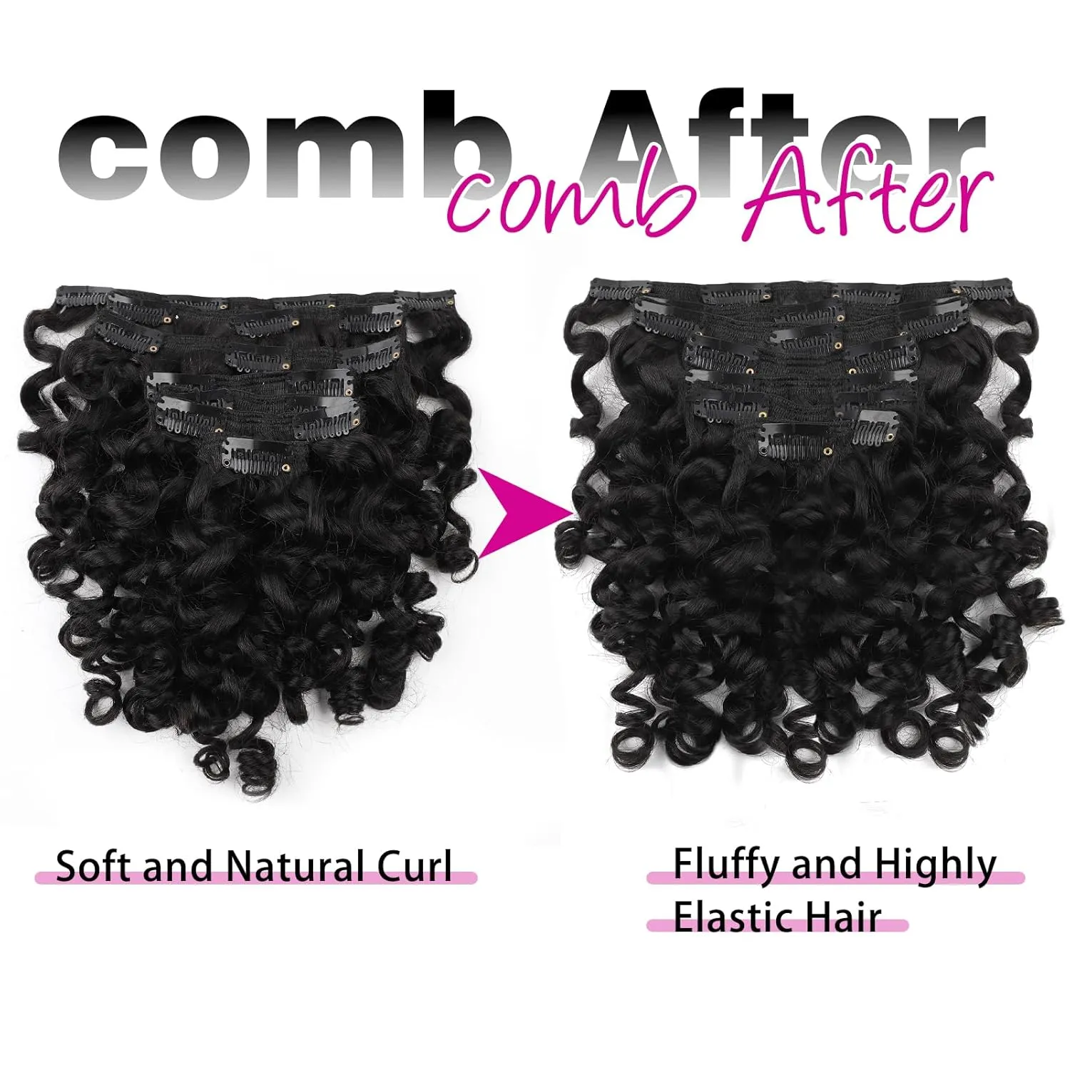 ABH AMAZINGBEAUTY HAIR Natural Loose Curly Clip in Human Hair Extensions Double Weft Natural Loose Curly Hair Extensions Clip ins Natural Black Curly Clips For Black Women 120G 22 Inch