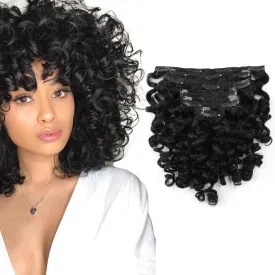 ABH AMAZINGBEAUTY HAIR Natural Loose Curly Clip in Human Hair Extensions Double Weft Natural Loose Curly Hair Extensions Clip ins Natural Black Curly Clips For Black Women 120G 22 Inch