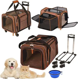 Airline Approved Pet Carrier with Detachable Wheels  Soft-Sided, Expandable, Durable  Perfect for Cats, Small & Medium Dogs