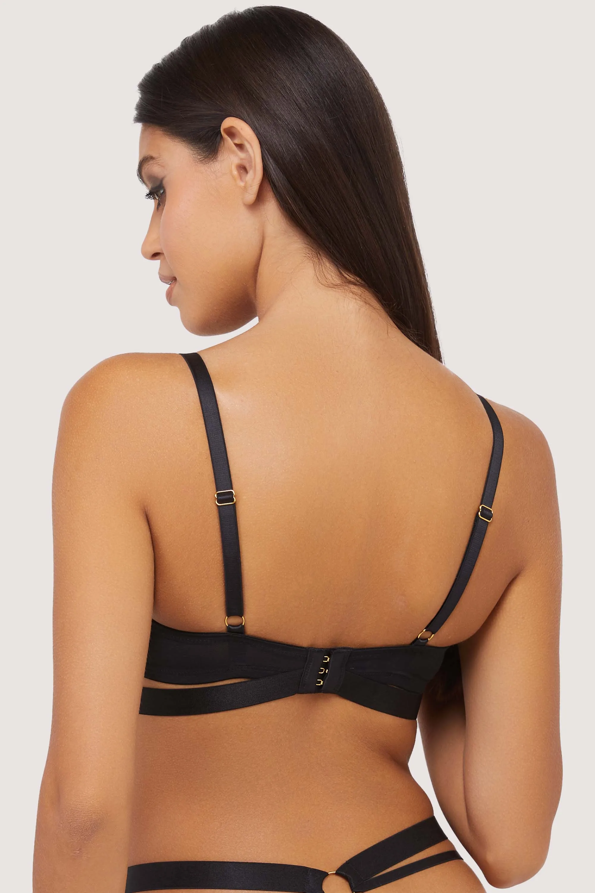 Alexa Black Mesh Overlay Thick Strap Set