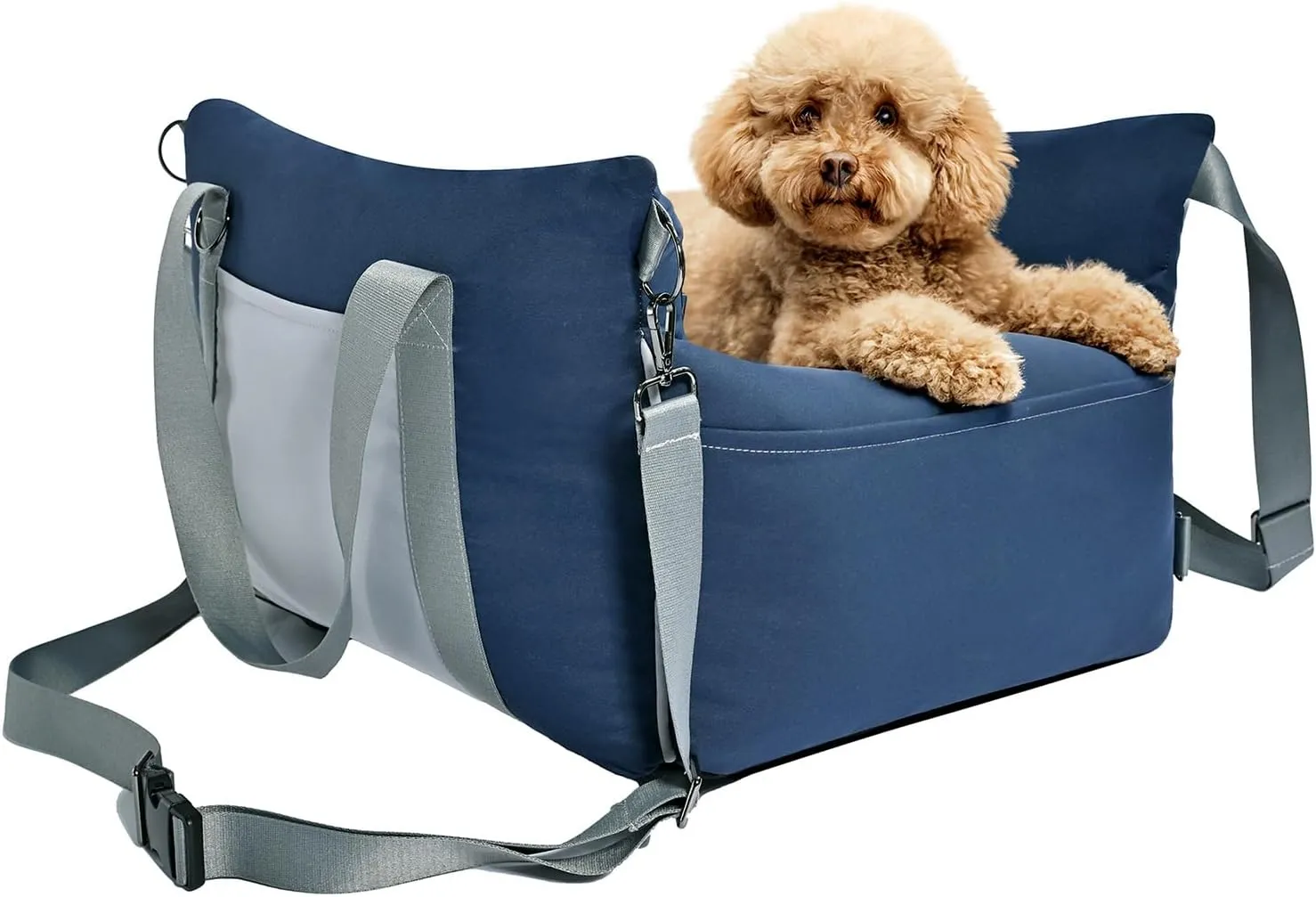 Amazon Basics Pet Booster Car Seat for Small to Medium Dogs, Travel Carrier Bed with Leash & Washable Cover