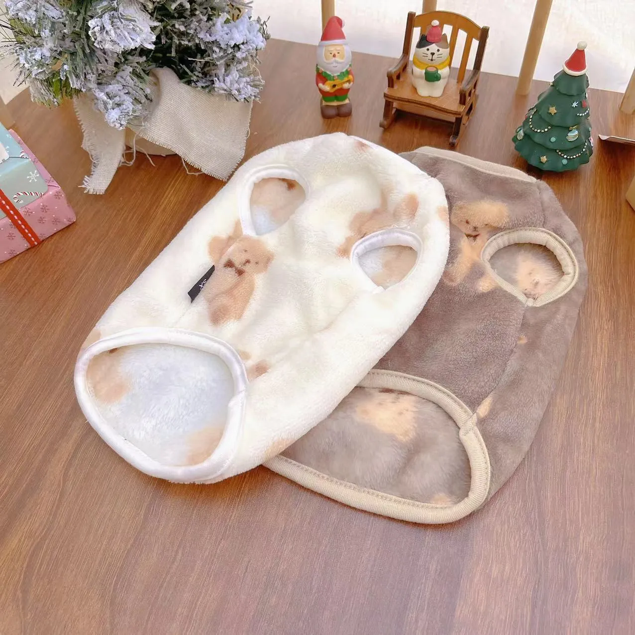 Bear Printed Fleece Dog Jumpsuits/Vest