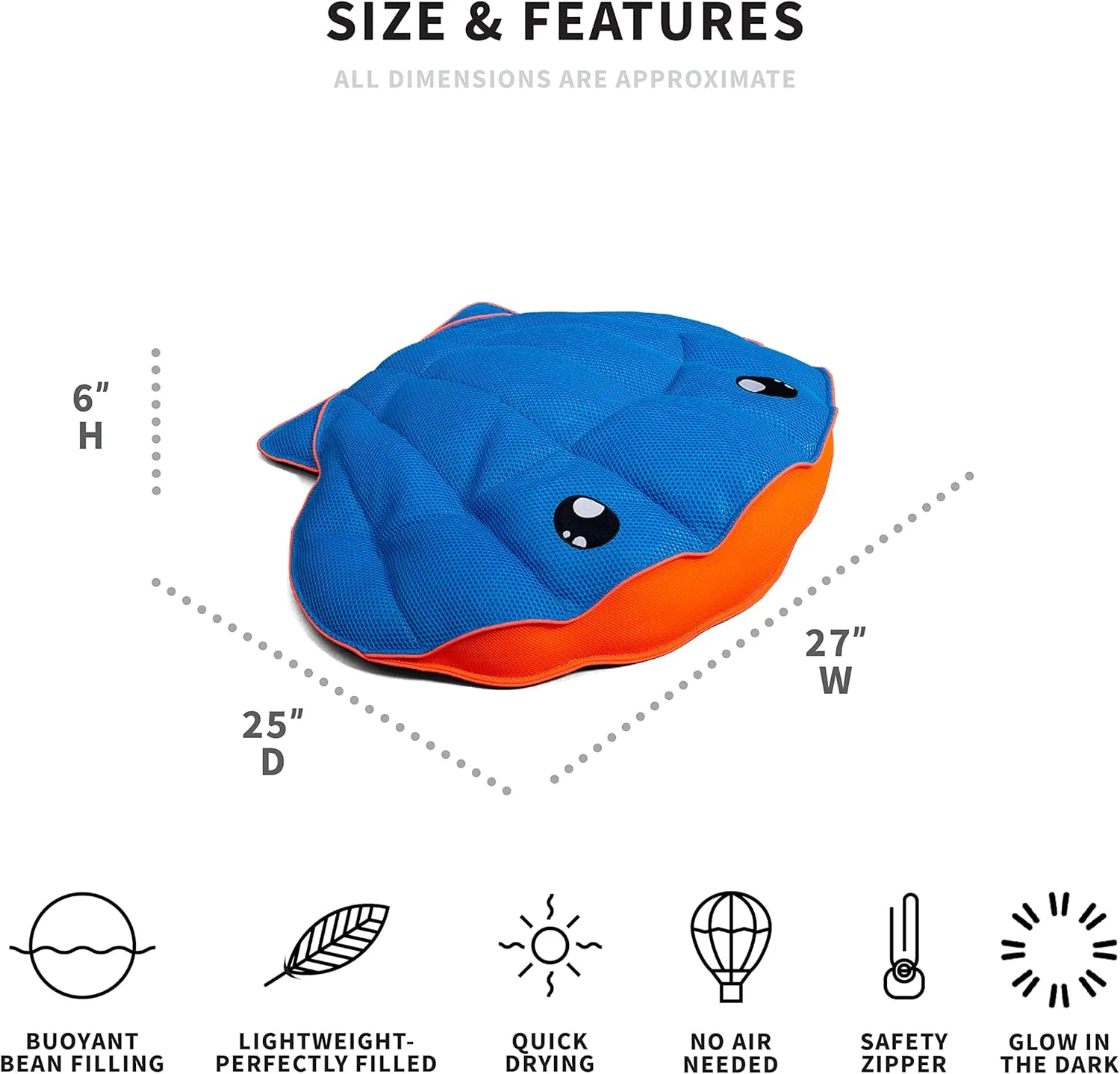 Big Joe Pool Petz Animal Pool Toy Float, Quick Draining Fabric