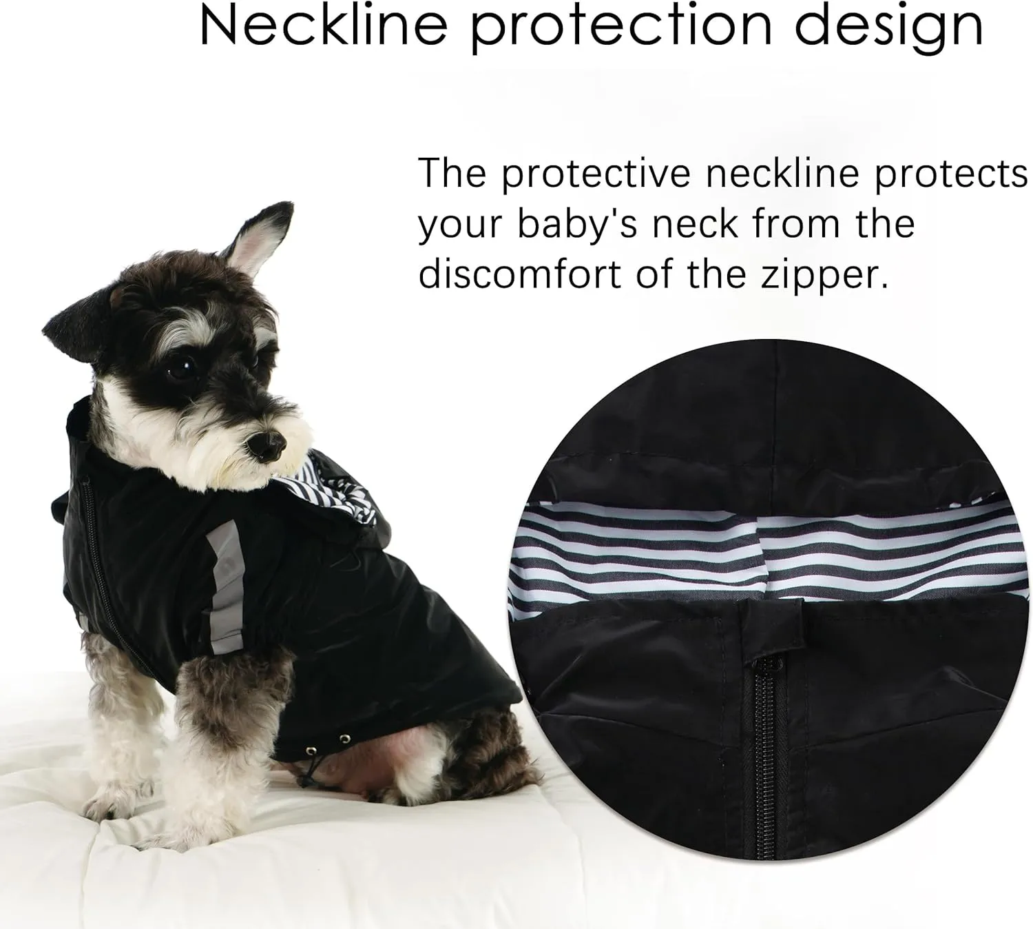 Breathable Dog Raincoat with Detachable Hood - Reflective Strips, 6 Rain/Water Resistant(Black,L)