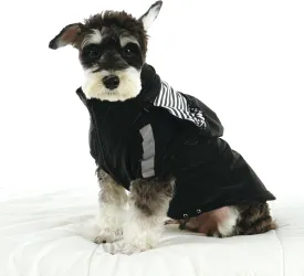 Breathable Dog Raincoat with Detachable Hood - Reflective Strips, 6 Rain/Water Resistant(Black,L)