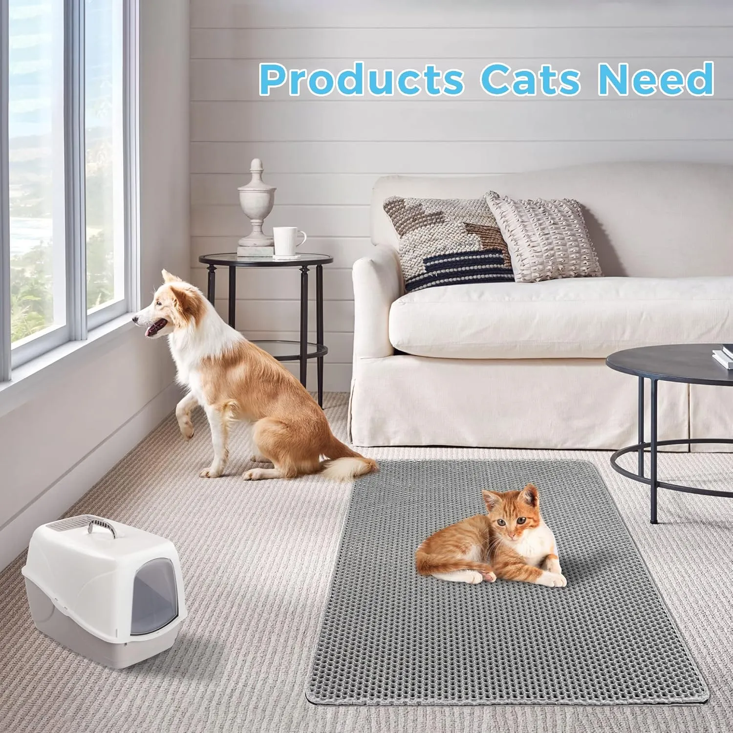 Cat Litter Mat Large Cat Litter Trapping Mat 30x24 inch Double Layer Urine and Water Proof Kitty Litter Box Mat XL