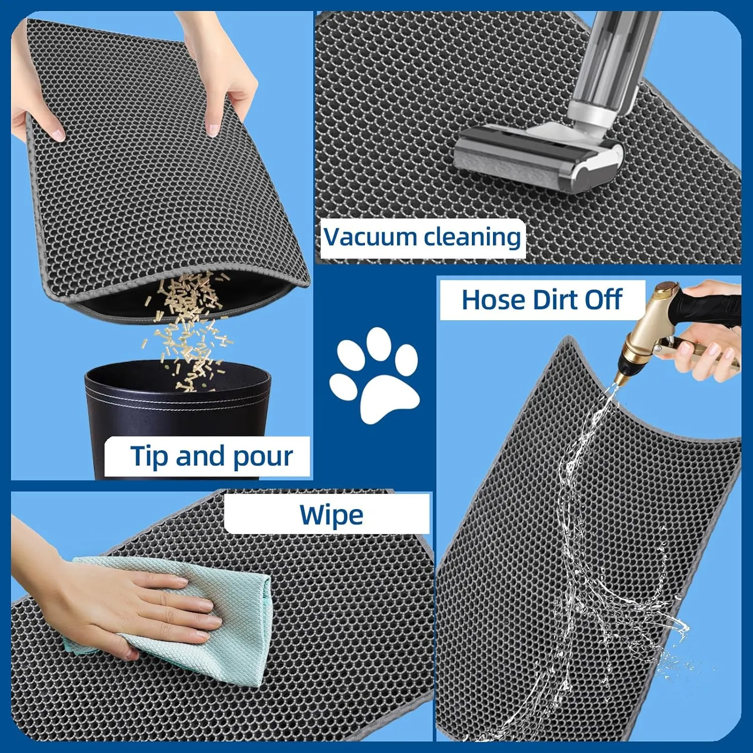 Cat Litter Mat Large Cat Litter Trapping Mat 30x24 inch Double Layer Urine and Water Proof Kitty Litter Box Mat XL