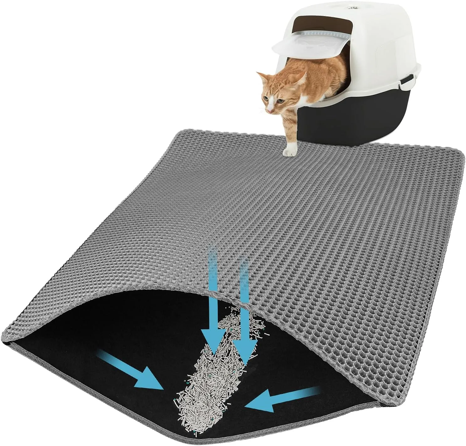 Cat Litter Mat Large Cat Litter Trapping Mat 30x24 inch Double Layer Urine and Water Proof Kitty Litter Box Mat XL