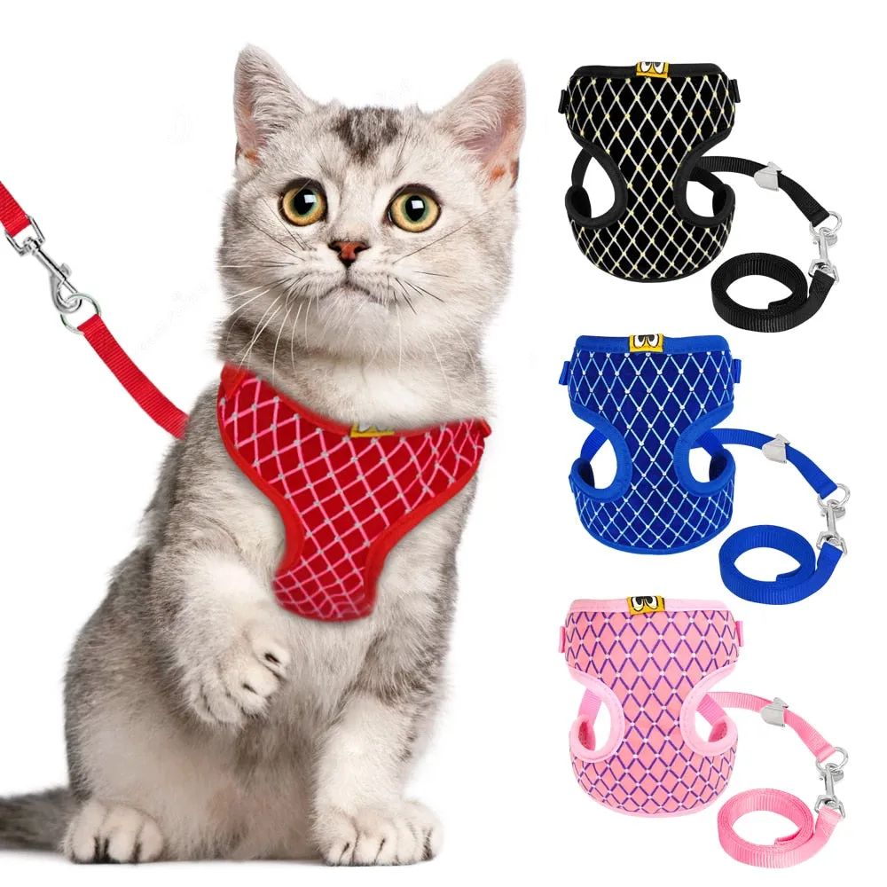 Cat Walking Jacket Harness and Leash Pets