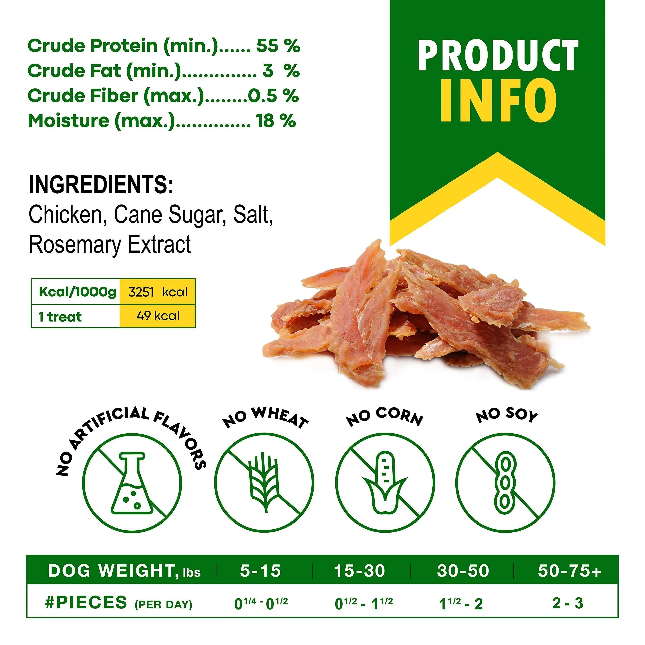 Chicken Jerky Dog Treats All Natural and Organic Healthy Snacks for Dogs 300 G