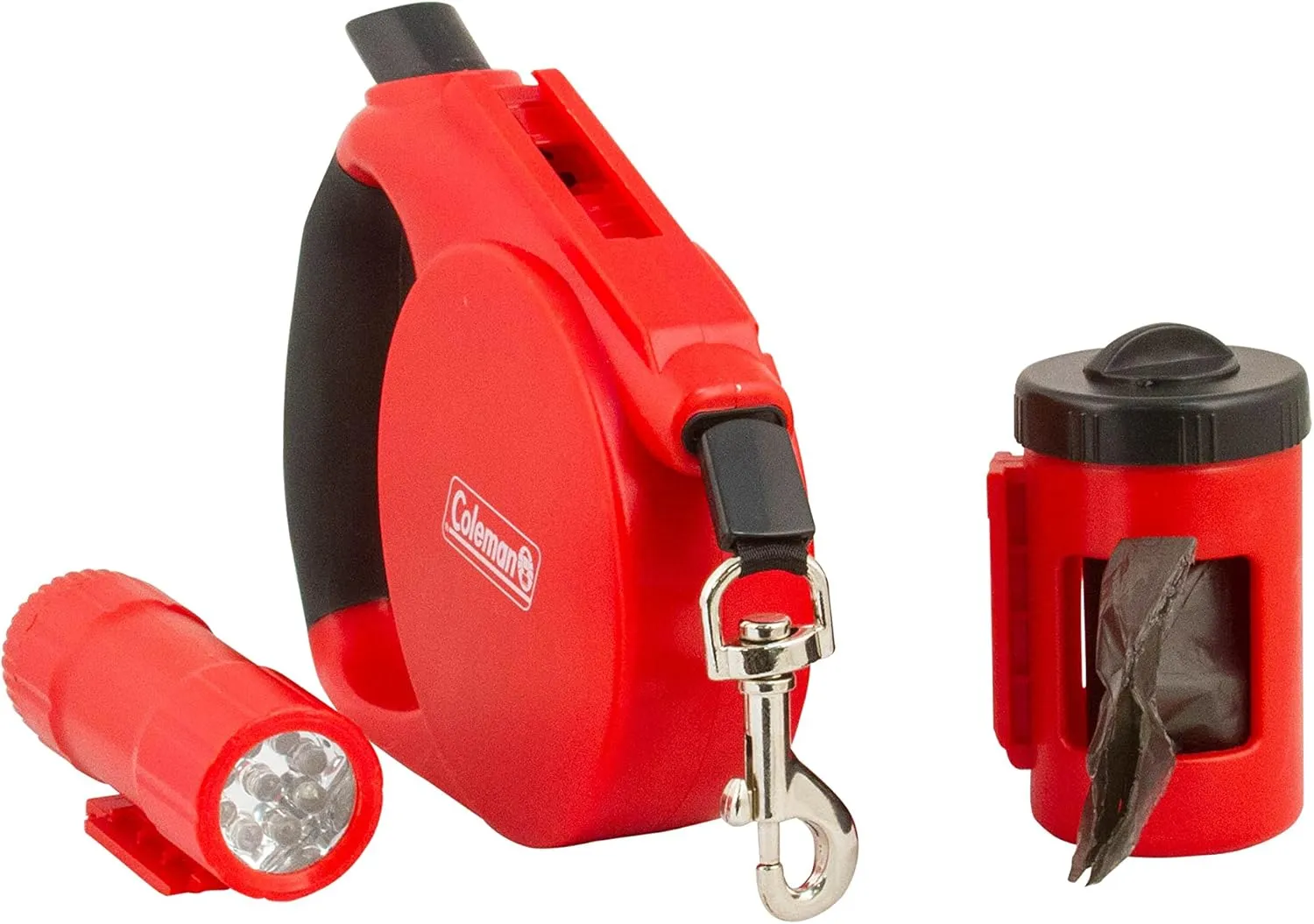 Coleman 3 in 1 Flexi Retractable Dog Leash with Light, Clip, Dog Poop Bag Holder