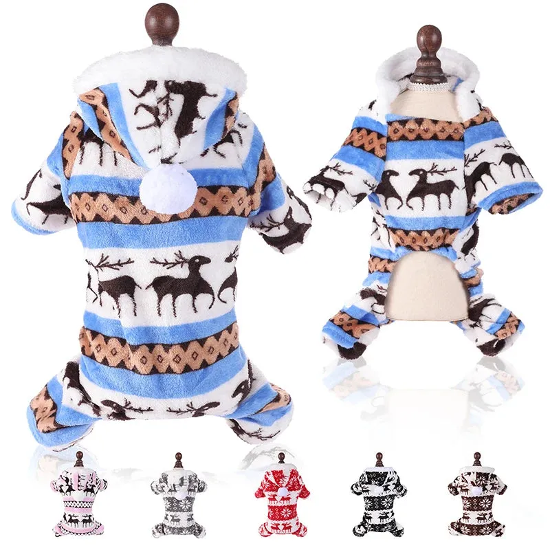 Cozy Christmas Jumpsuit for Small Dogs & Cats