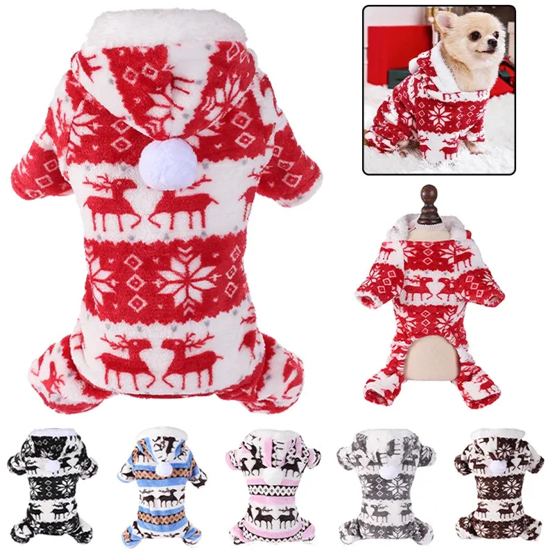 Cozy Christmas Jumpsuit for Small Dogs & Cats