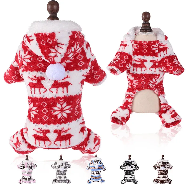 Cozy Christmas Jumpsuit for Small Dogs & Cats