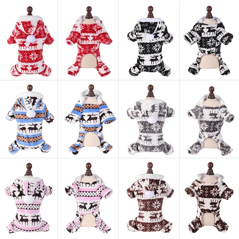 Cozy Christmas Jumpsuit for Small Dogs & Cats
