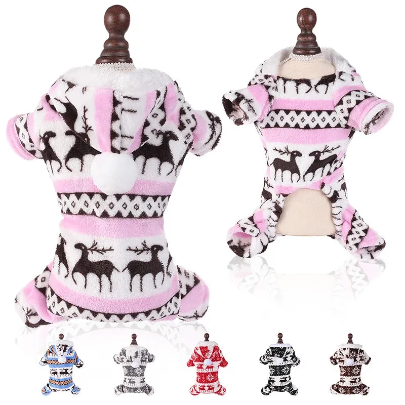 Cozy Christmas Jumpsuit for Small Dogs & Cats
