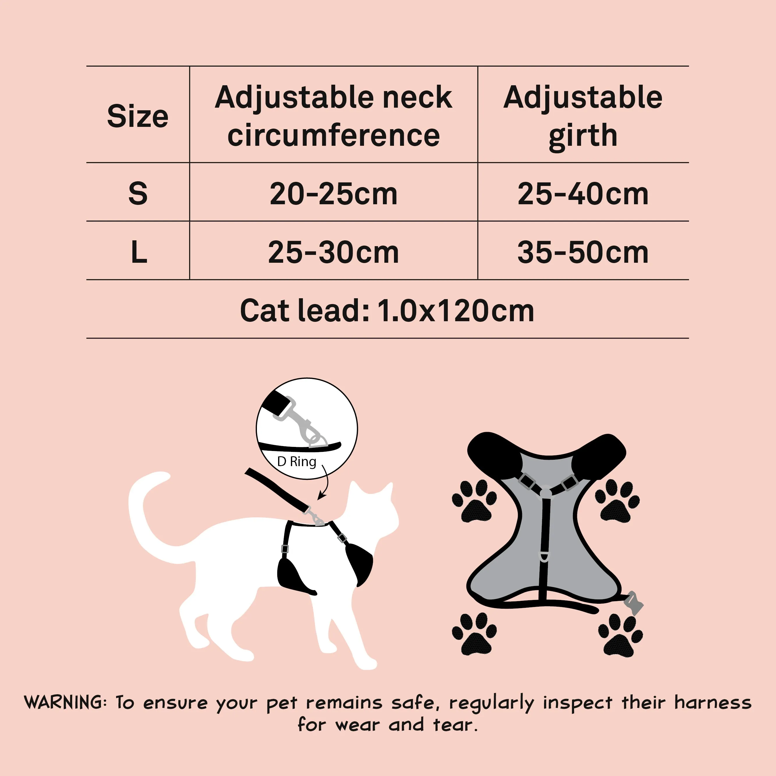 Dan & Sam - Cat Step-in Harness & Lead (Crossways) - Large