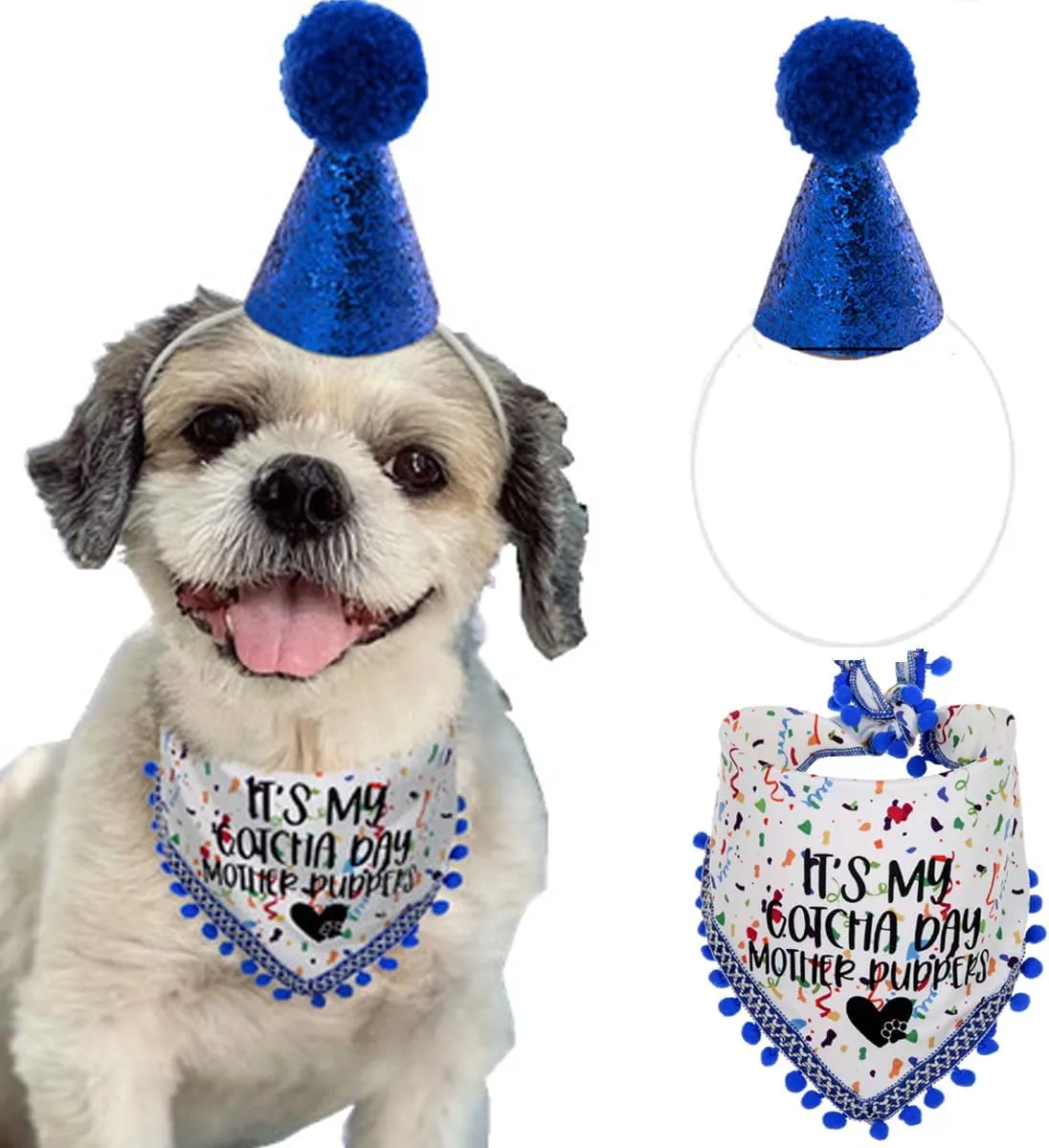 Dog Birthday Hat and Dog Birthday Boy Bandana, Dog Birthday Gift for Dog Lovers, Dog Birthday Outfit for Small Medium Large Dogs