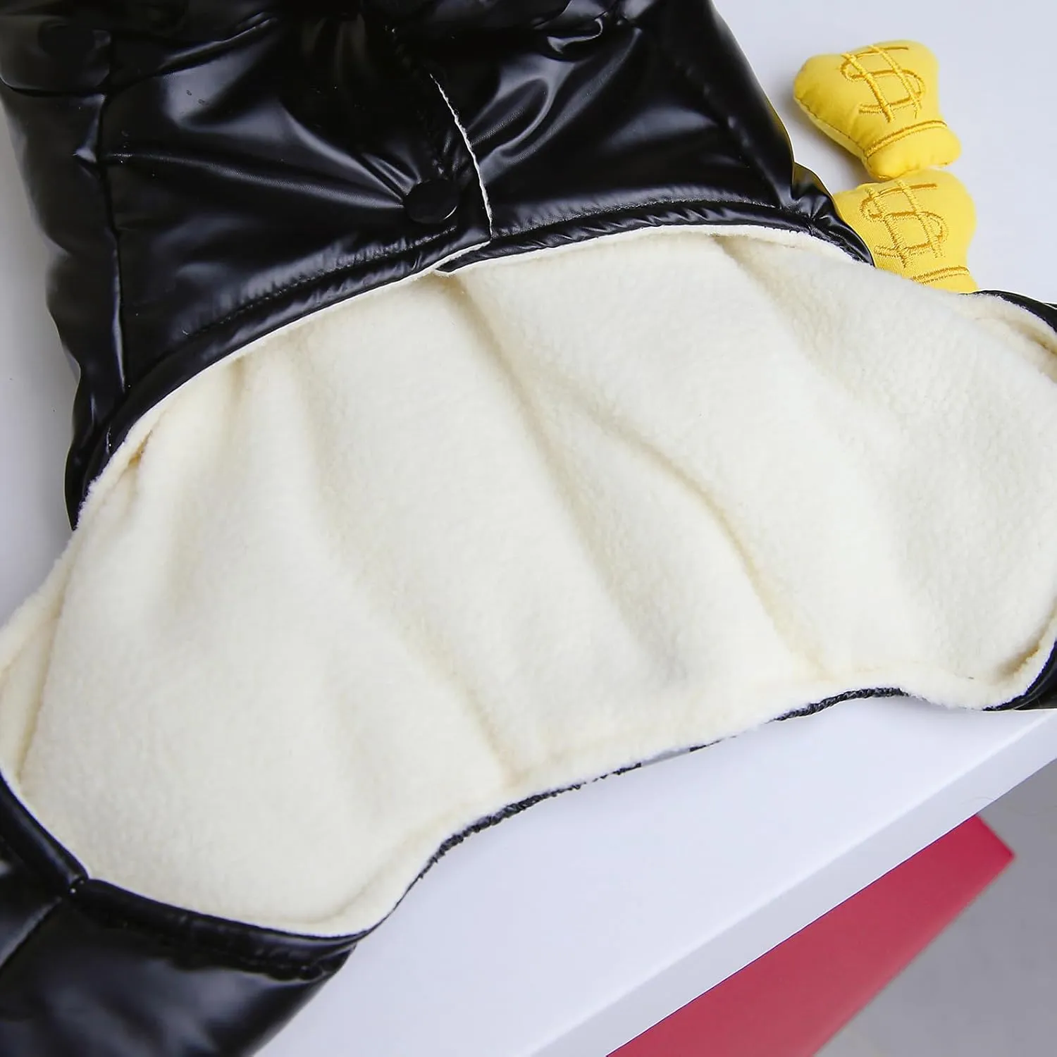Dog Coat Windproof Jacket - 4 Legs Warm Jumpsuit for Cold Weather, Winter Thick Clothes, Snow Proof Cotton Coat for Small Medium Dogs and Cats - Black S