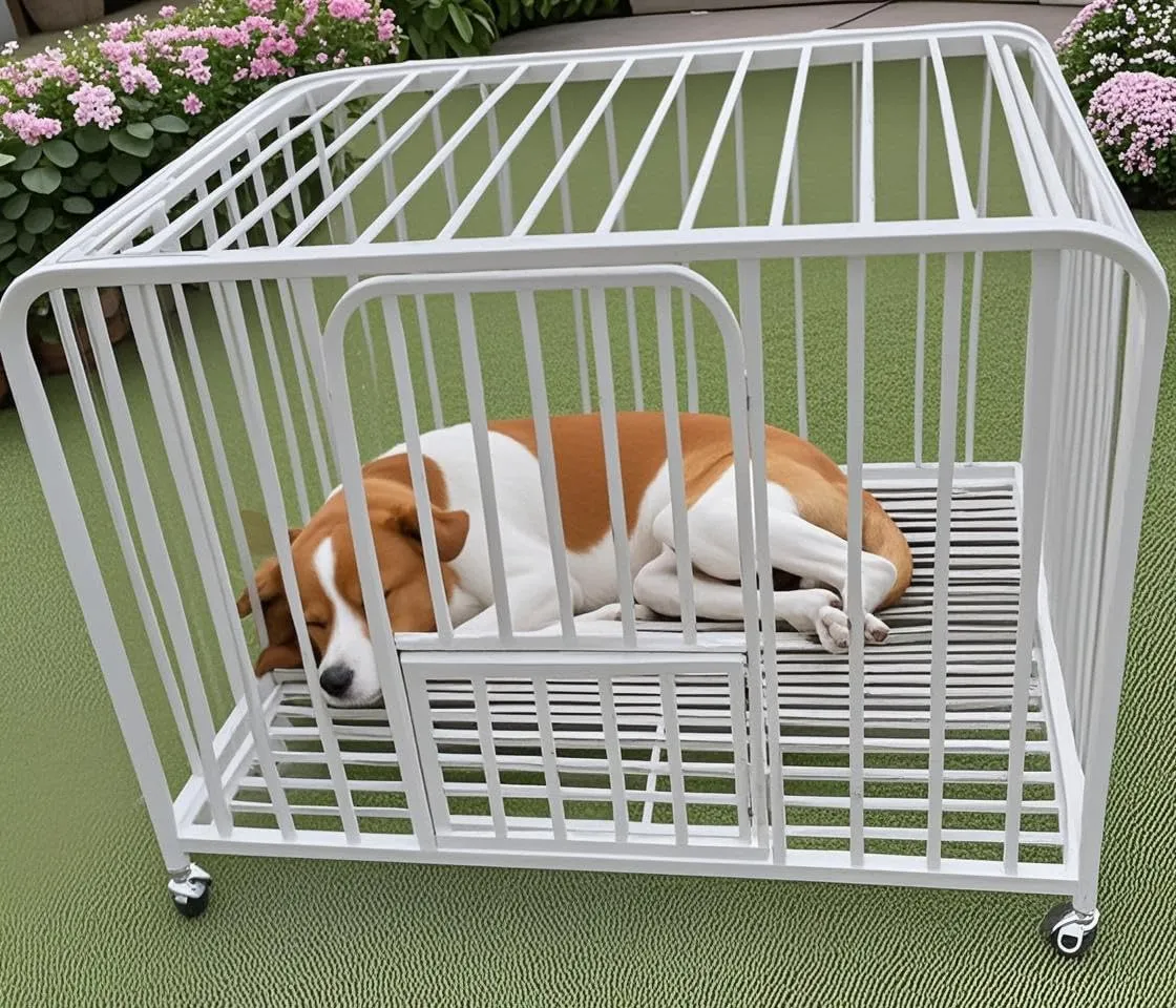 Dog Crate Cage XL Kennel Indoor Heavy Duty Pet Escape Proof Crate for Medium and Large Dogs Removable Crate (White)