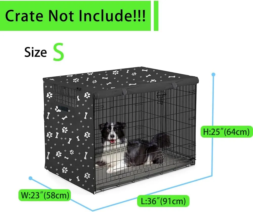 Dog Crate Cover, Dog Kennel Cover, Durable Breathable Dog Crate Cover 36 inch, Windproof Water Resistant Sun Protection Crate Cover Outdoor/Indoor, Black -S (36" L x 23" W x 25" H)