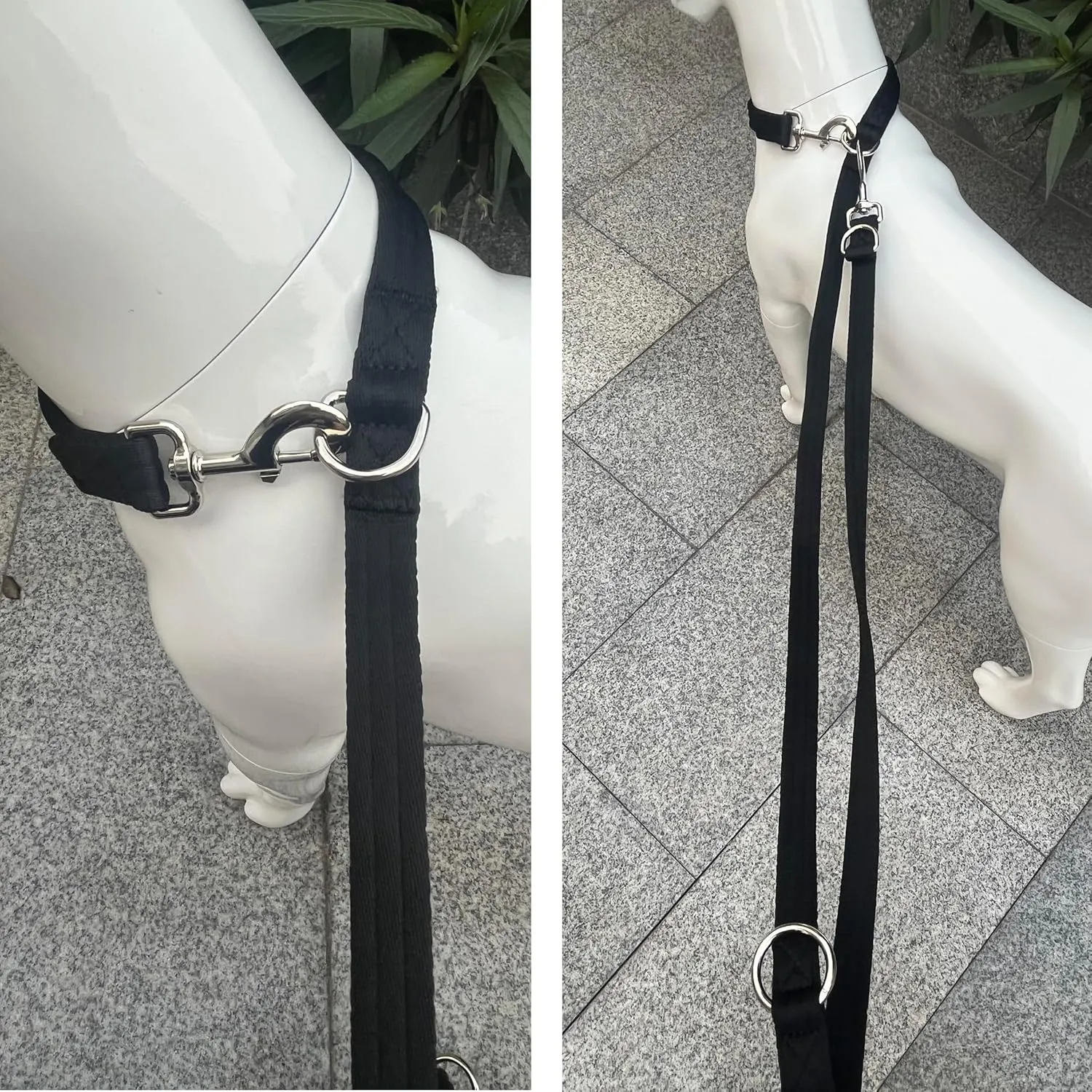 Dog Leash-Multifunctional Double Ended,for Obedience Training Or Distance Work Easy to Use,Lightweight,Soft&Durable Convertible Hands Free,Crossbody,Over Shoulder (Black, 2M*2.5CM)