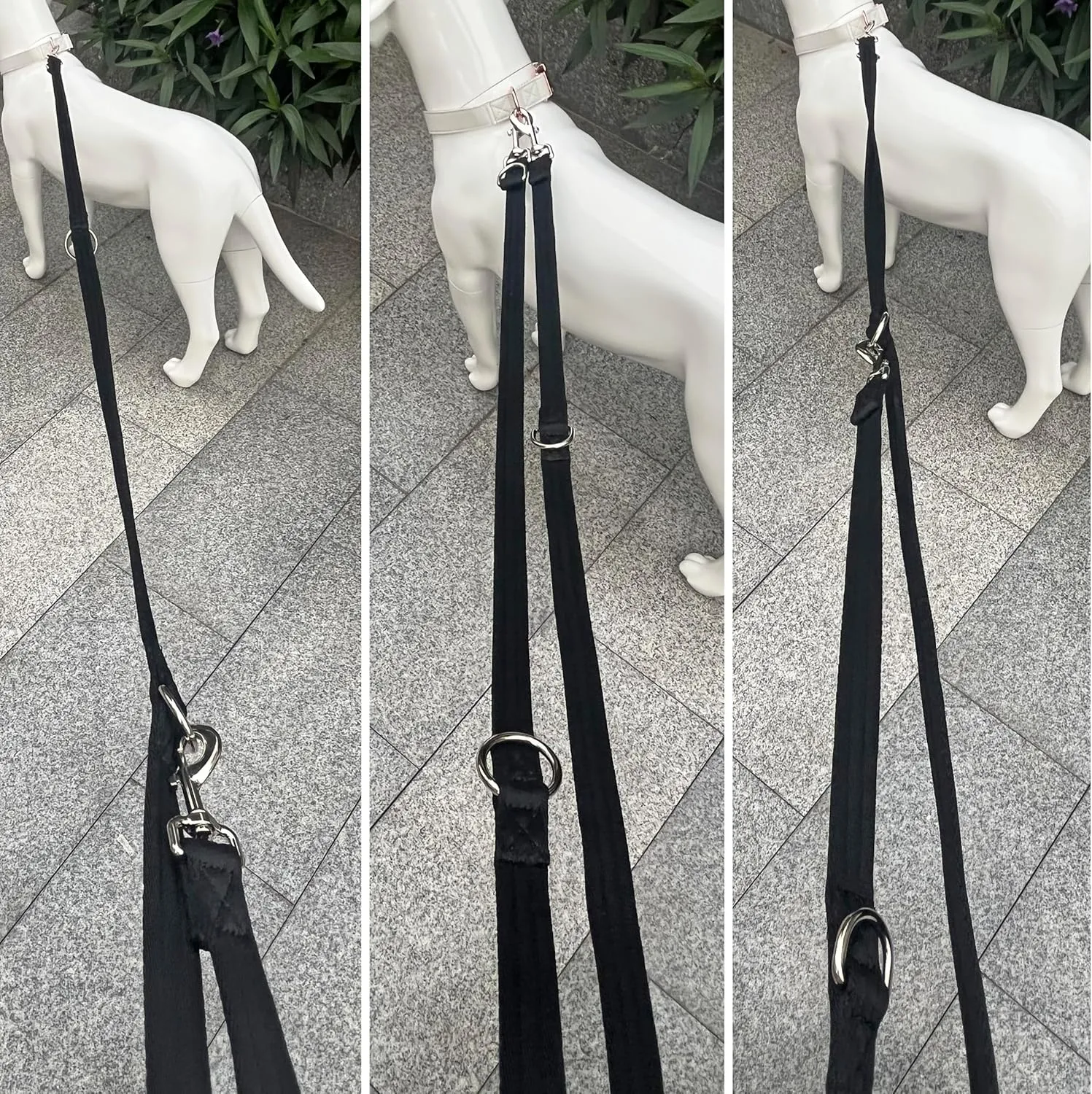 Dog Leash-Multifunctional Double Ended,for Obedience Training Or Distance Work Easy to Use,Lightweight,Soft&Durable Convertible Hands Free,Crossbody,Over Shoulder (Black, 2M*2.5CM)
