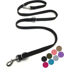 Dog Leash-Multifunctional Double Ended,for Obedience Training Or Distance Work Easy to Use,Lightweight,Soft&Durable Convertible Hands Free,Crossbody,Over Shoulder (Black, 2M*2.5CM)