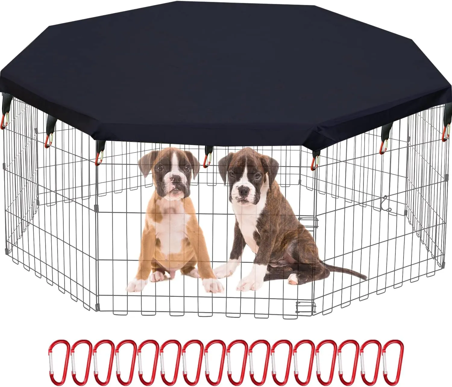 Dog Playpen Cover Sun/Rain Proof Top Cover,Provide Shade and Security for Indoor and Outdoor Dog Pen,Dog Pen Cover Fits All 24" Wide 8 Panels Pet Exercise Pen (Playpen Not Included)