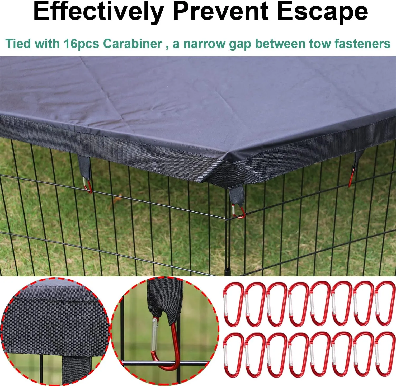 Dog Playpen Cover Sun/Rain Proof Top Cover,Provide Shade and Security for Indoor and Outdoor Dog Pen,Dog Pen Cover Fits All 24" Wide 8 Panels Pet Exercise Pen (Playpen Not Included)