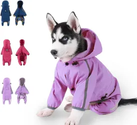 Dog Raincoat, Dog Rain Jacket for Puppy Dog with Hat, Small Dog Lightweight Raincoat, Waterproof Rain Jacket with Reflective Strip. (Purple, Small)