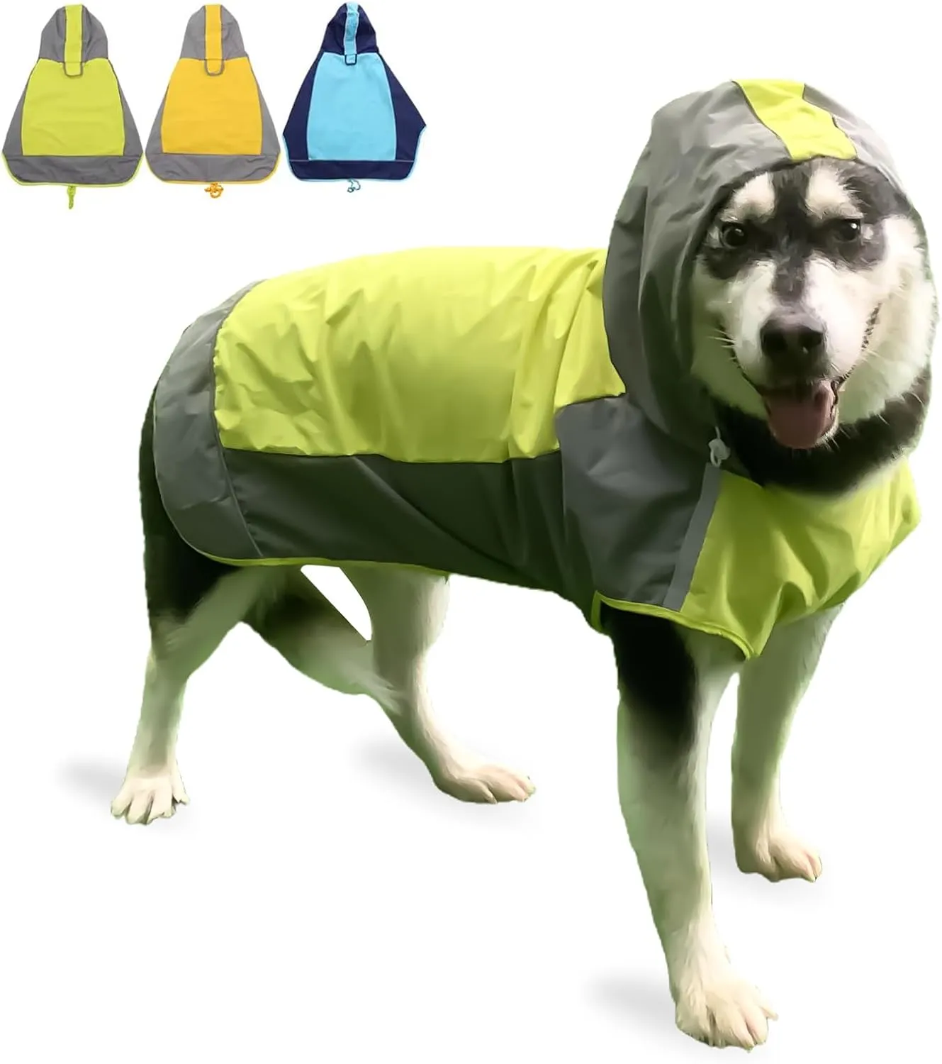 Dog Raincoat,Dog Waterproof Jacket,Reflective Dog Jacket with Hoodie,Lightweight Dog Poncho Slicker,Dog Rain Coat for Medium Large Dogs (Green, XX-Large)