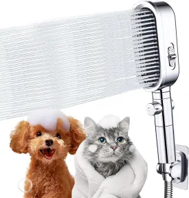 Dog Shower Attachment for Bathing - 3-Mode Sprayer with 78" Kink-Free Steel Hose & No-Drill Hook (90-Second Install, Chew-Resistant)