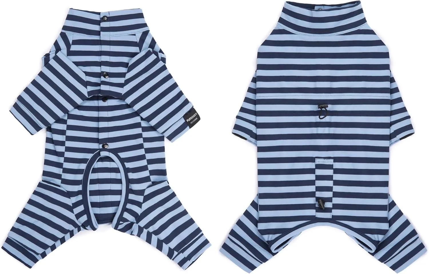 Dog Winter Warmer Fleece Onesie, Bodysuit for Small Medium Large Dogs, Stretchy Cold Weather Pet Warmer Jumpsuit Puppy Onesie Lightweight, Blue Stripe, Small