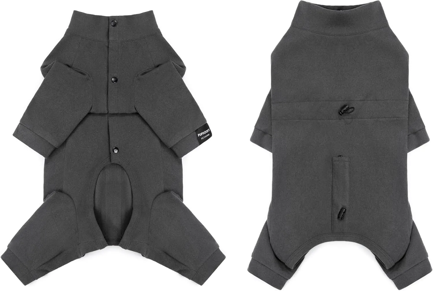 Dog Winter Warmer Fleece Onesie, Bodysuit for Small Medium Large Dogs, Stretchy Cold Weather Pet Warmer Jumpsuit Puppy Onesie Lightweight, Gray, Small