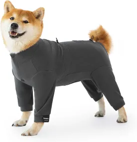 Dog Winter Warmer Fleece Onesie, Bodysuit for Small Medium Large Dogs, Stretchy Cold Weather Pet Warmer Jumpsuit Puppy Onesie Lightweight, Gray, Small