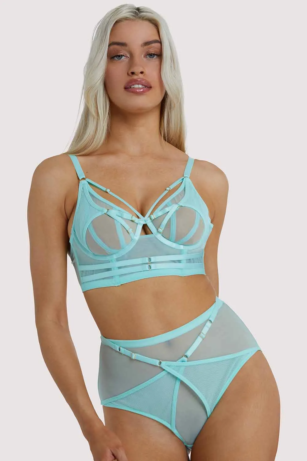 Eddie Aqua Crossover Wrap Bra