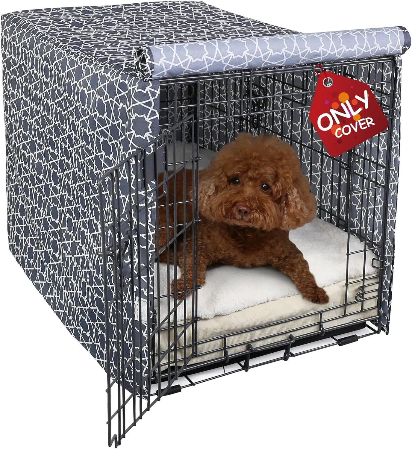 Explore Land Pattern Dog Crate Cover for 48 Inches Wire Cage, Heavy-Duty Polyester 1 2 3 Doors Standard Metal Pet Kennel Enclosure (Morocco)