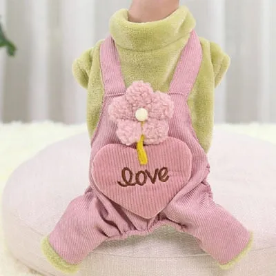 Fleece Flower Pattern Dog Jumpsuit
