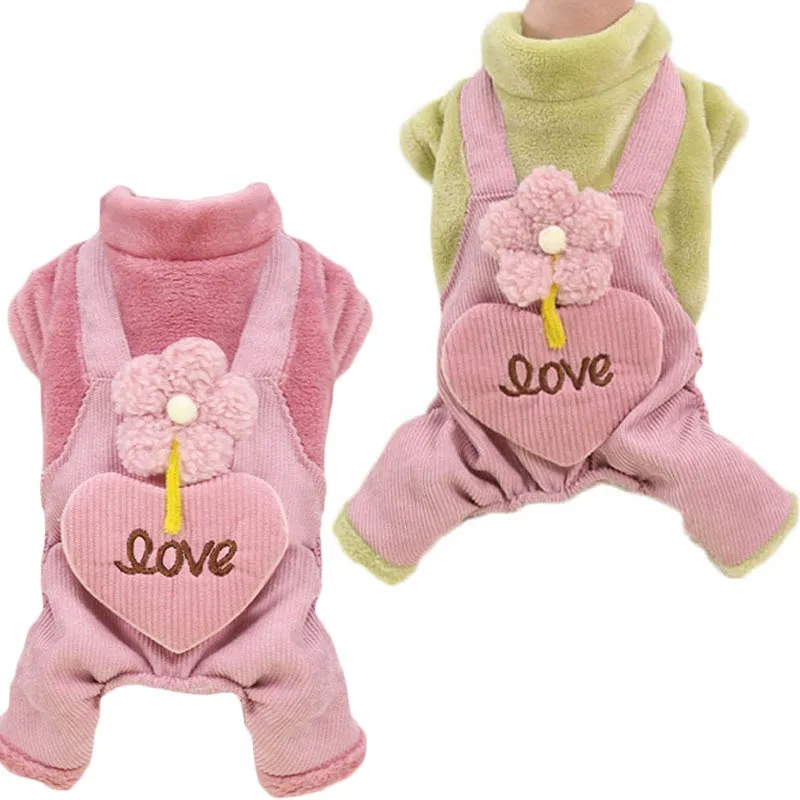 Fleece Flower Pattern Dog Jumpsuit