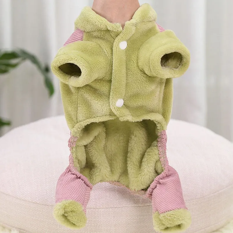 Fleece Flower Pattern Dog Jumpsuit